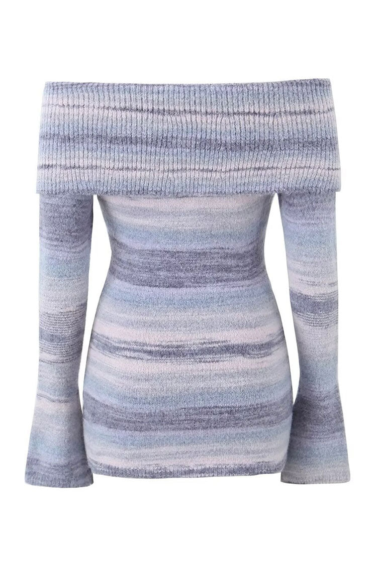 Rosedress Vintage Off Shoulder Gradient Stripe Mini Sweater Dress