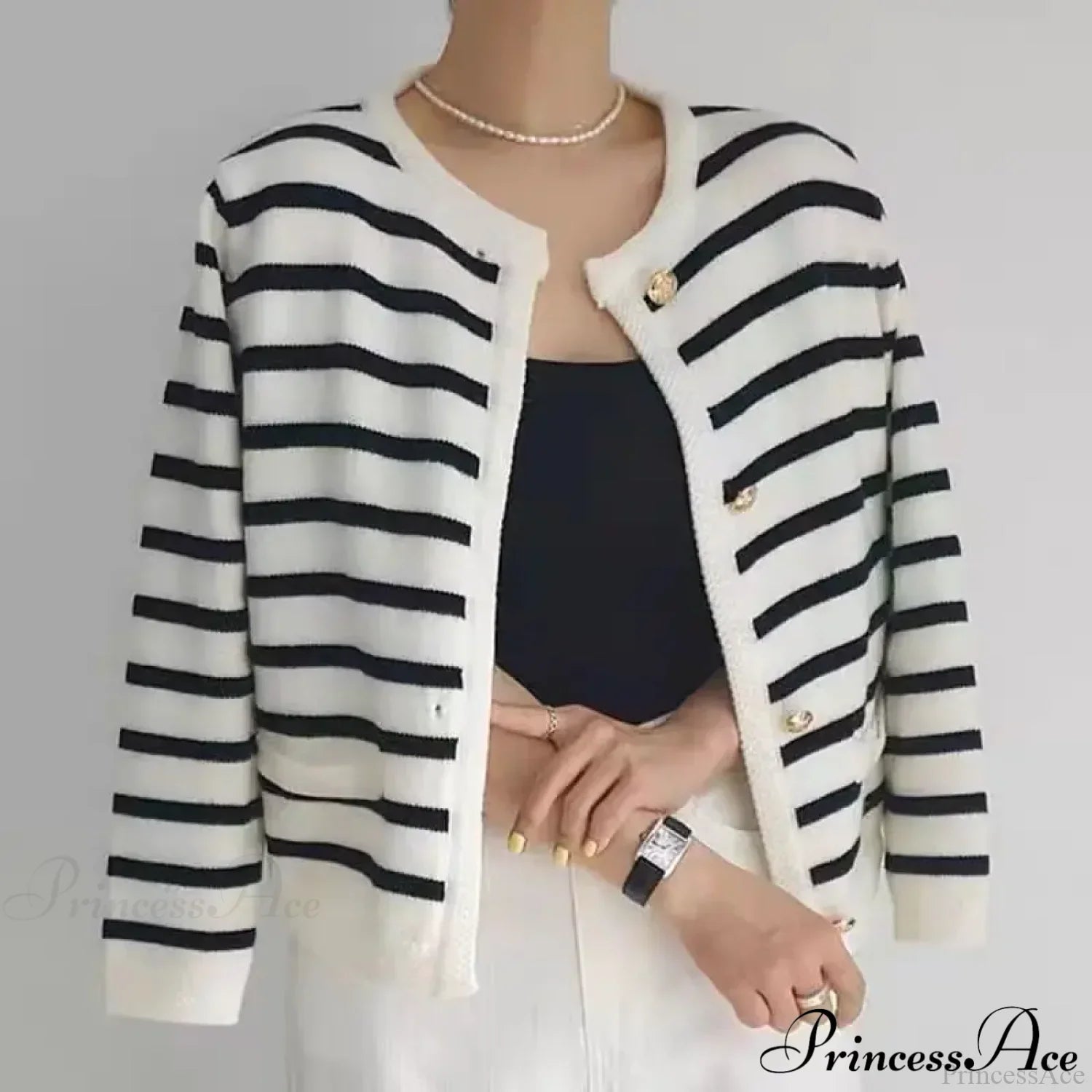 Vintage Striped Loose Knitting Simplicity Knit Cardigan