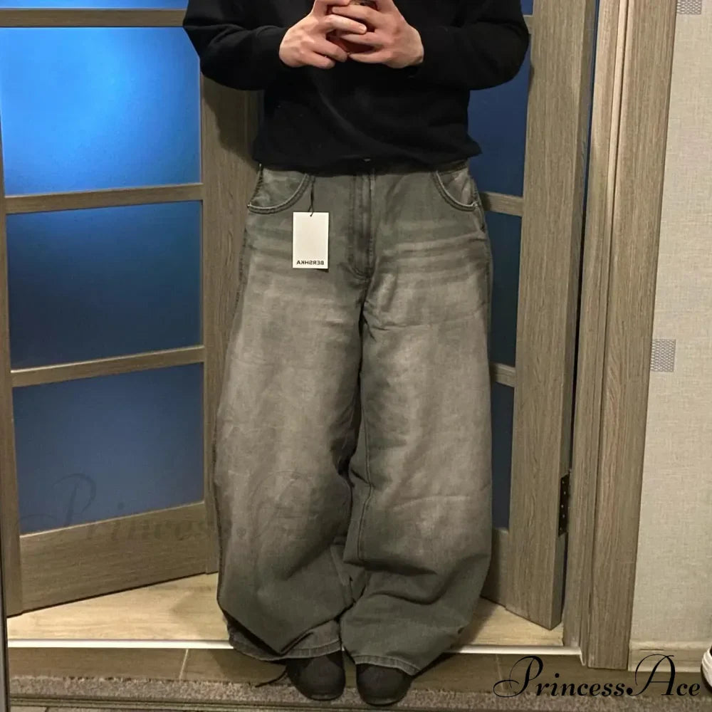 Vintage Washed Baggy Halloween Pants Coffee Color / M