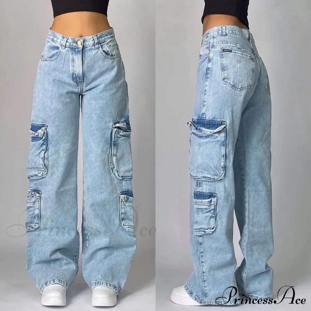 Vintage Washed Baggy Halloween Pants Wathet Blue / M