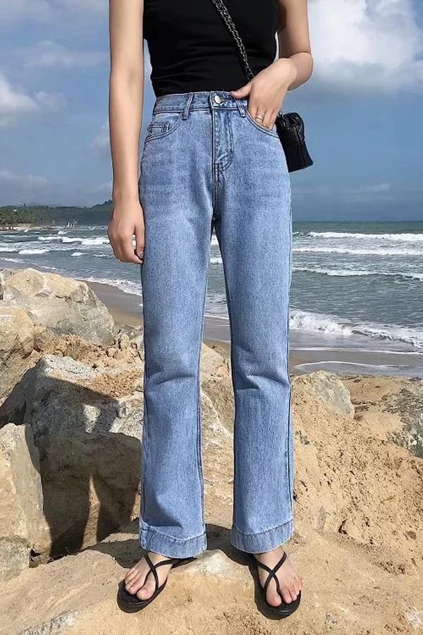 Vintage Zipper Fly Flare Jeans