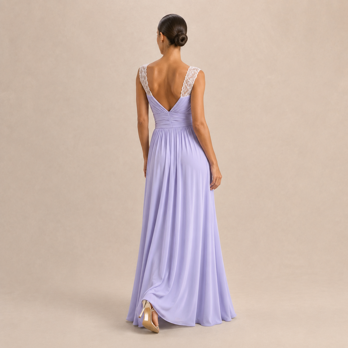 Sweetheart Cap Sleeve High Split Chiffon Maxi Gown 18