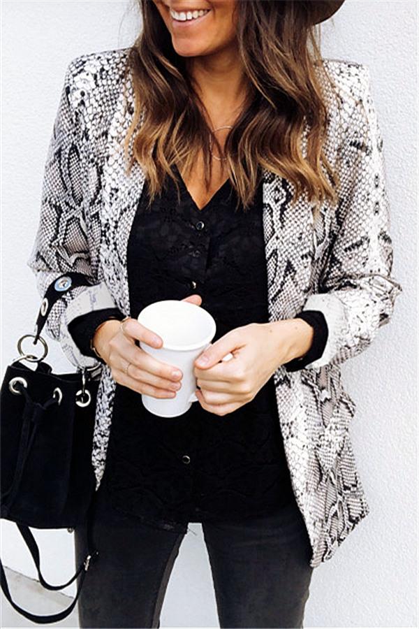 Virgin Forest Animal Pattern Cardigan - Leopard Jacket Pavacat S Lightgray 