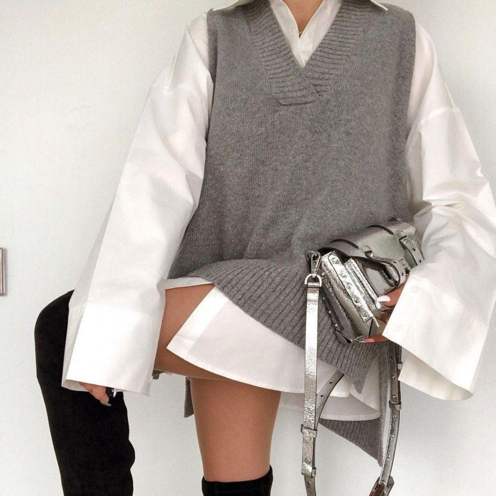 Lana Oversized Knitted Vest - Vests - Mermaid Way