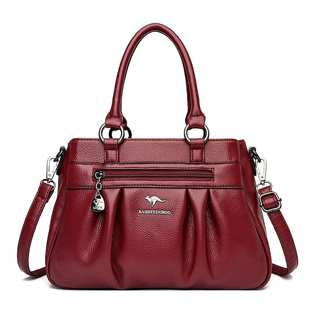 PU Leather Daily Handbag Holiday Boston Bag Zipper