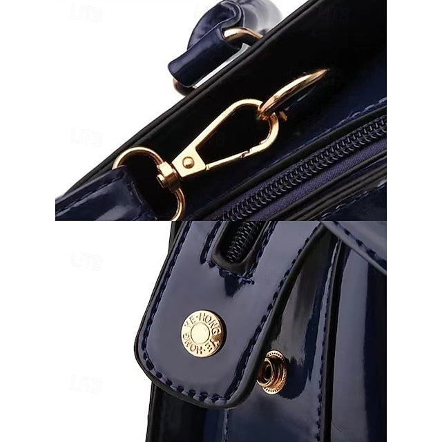 Faux - Croc Patent Handbag Leather Burgundy