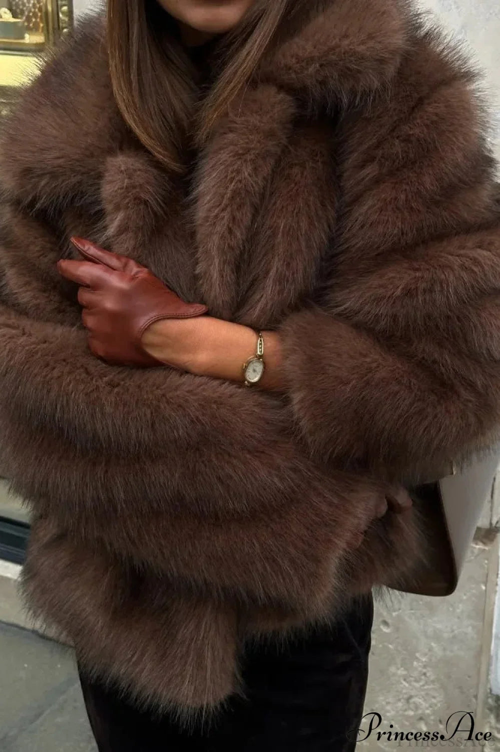 Warm Faux Fur Lapel Coat