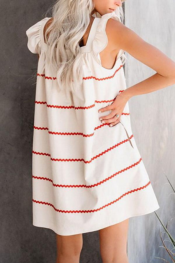 Chiffon V-collar Short Sleeve Dress