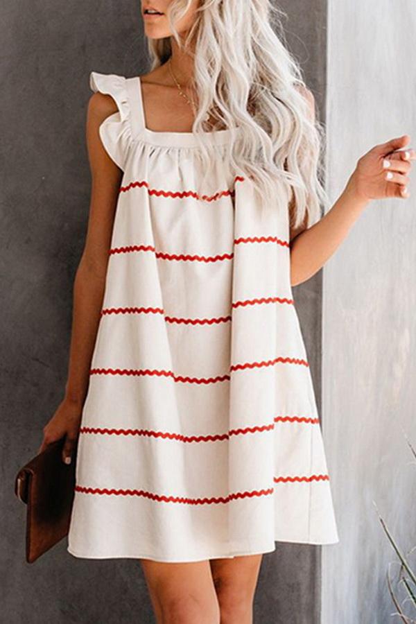 Chiffon V-collar Short Sleeve Dress