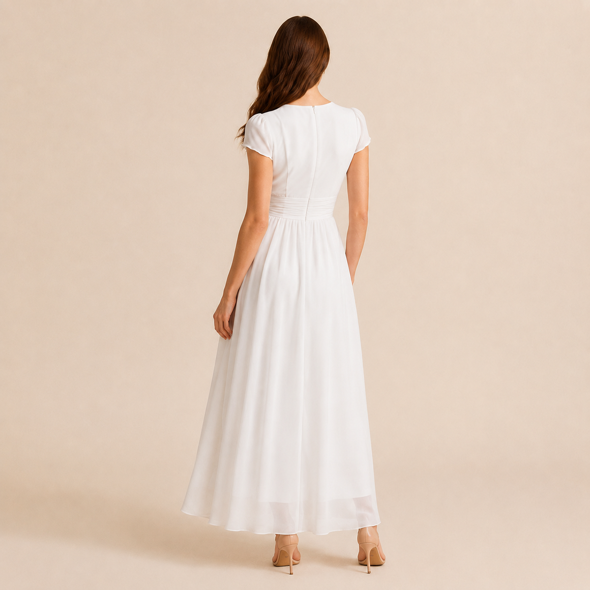V-Neck Flutter Sleeve Fit and Flare Mini Dress 6
