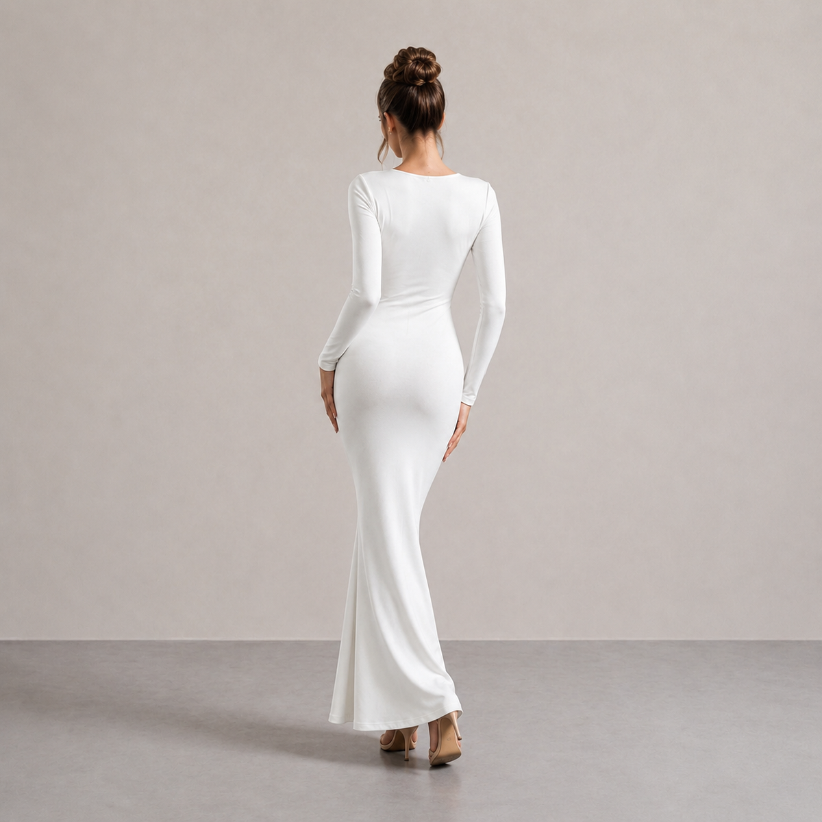 Long Sleeve Keyhole Cut Out Mermaid Maxi Dress 3