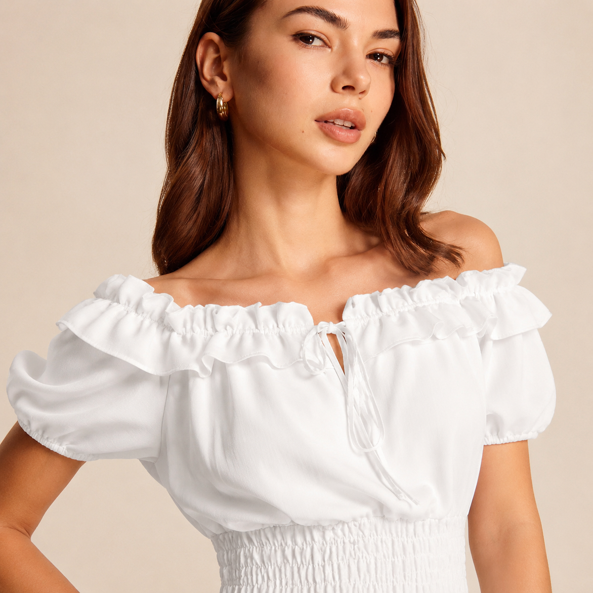 Off Shoulder Ruffle Puff Sleeve Tiered Maxi Dress 5