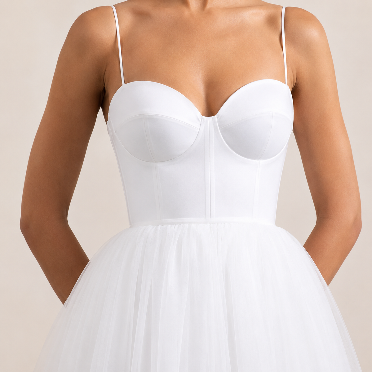 Sweetheart Strappy Corset Split Tulle Midi Dress 5