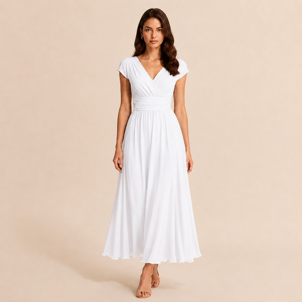 V-Neck Flutter Sleeve Fit and Flare Mini Dress 4