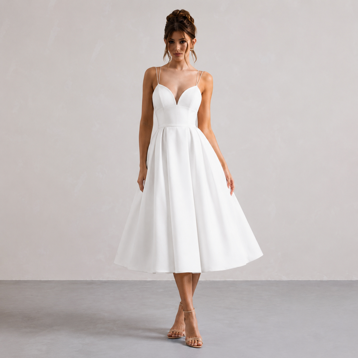 Sweetheart Double Strap Fit and Flare Midi Dress 4