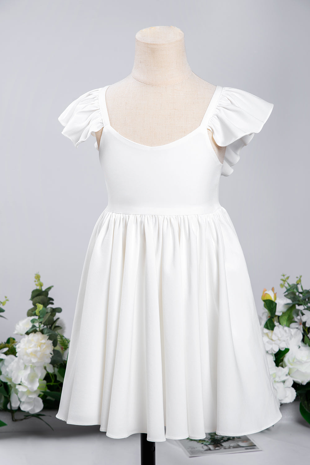White Cap Sleeve Little Flower Girl Dress - Fashionpara