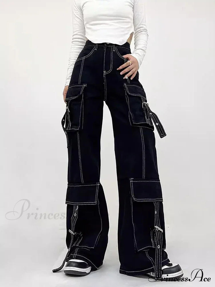 White Seamed Black Halloween Pants