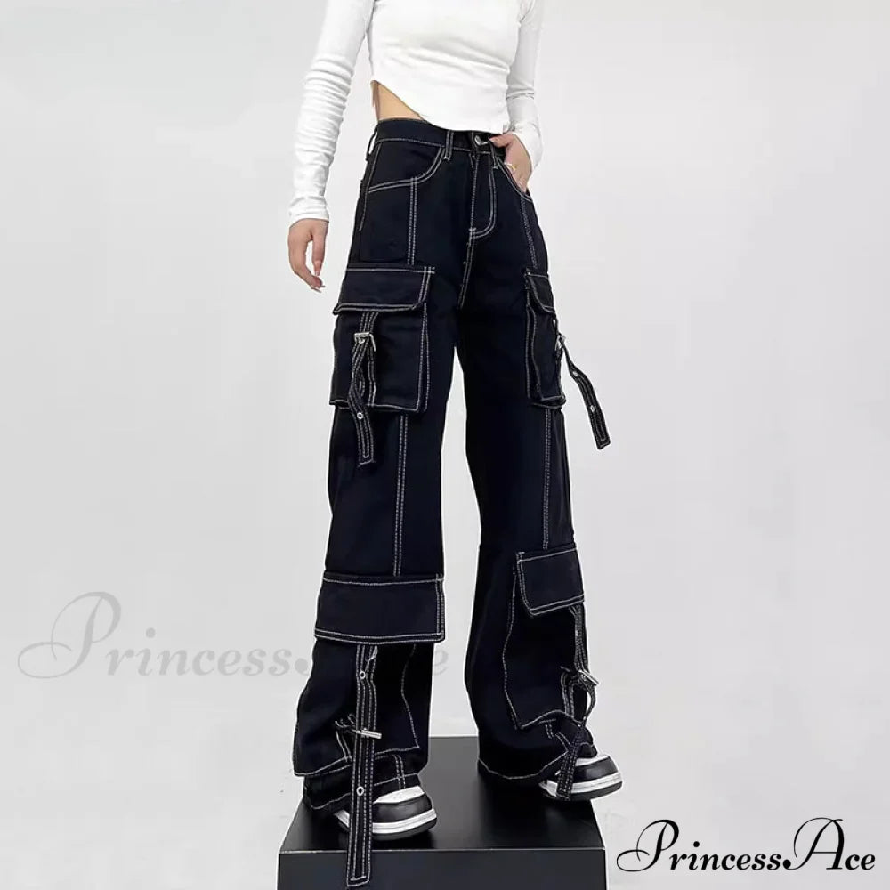 White Seamed Black Halloween Pants