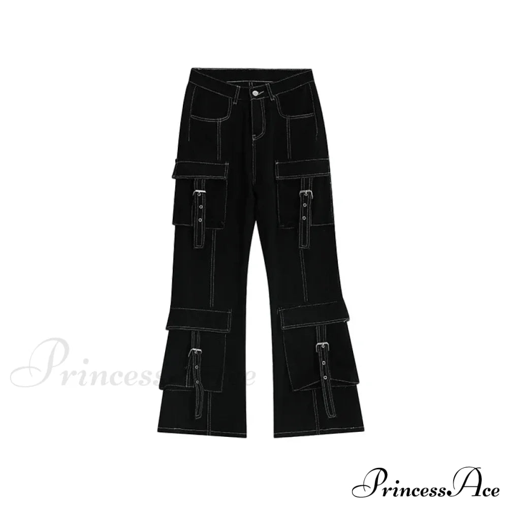 White Seamed Black Halloween Pants / S