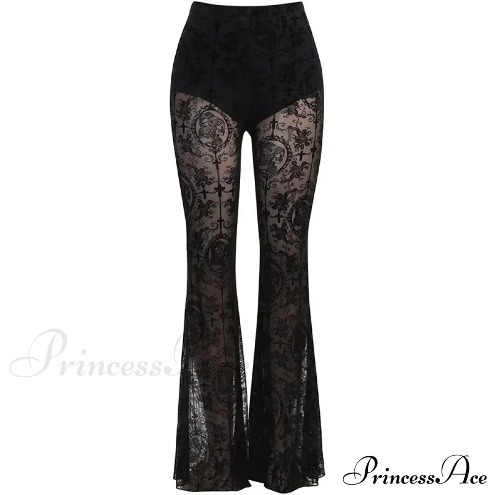 Wide Leg Black Vintage Halloween Pants / S