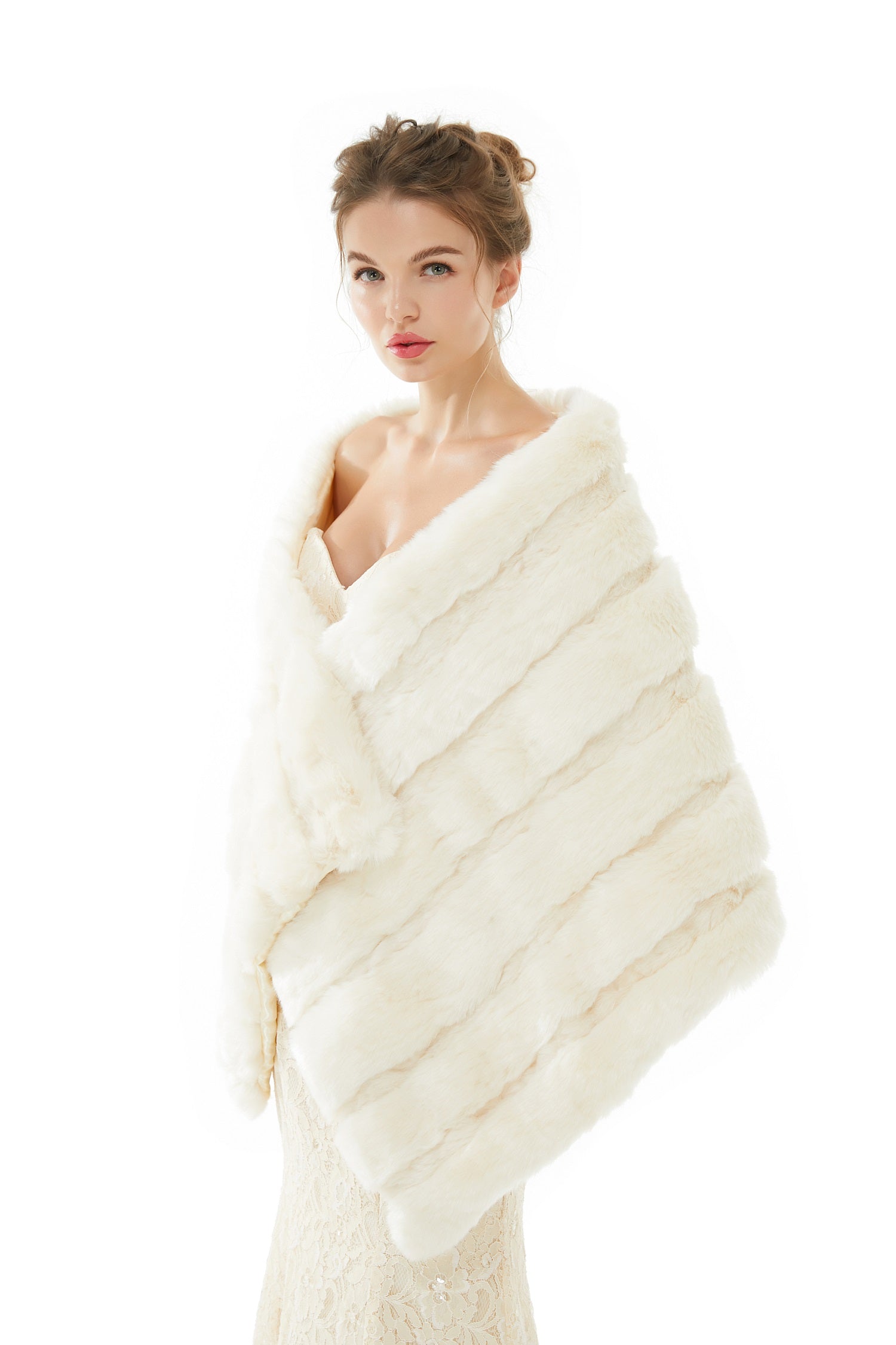 Winter Faux Fur Wedding White Bridal Wrap