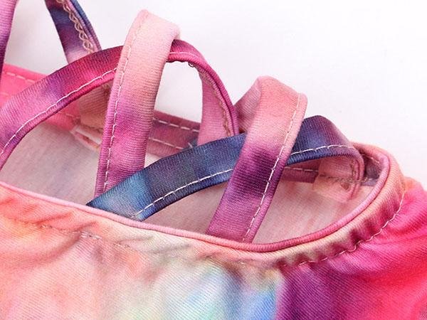 Women Long Sleeve Tie-Dye Bandage Shoulder Blouses & Shirts