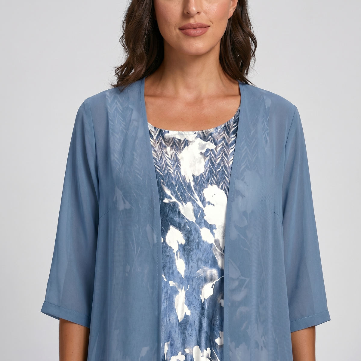 Floral Print Sleeveless Midi Dress and Sheer Duster Two Piece Set 5