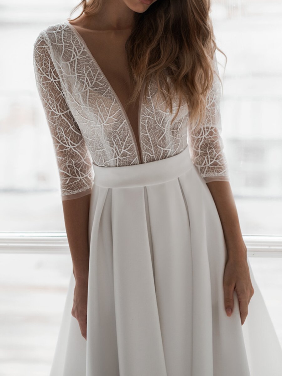 Lace V-Neck Backless Swing Dress - View 2