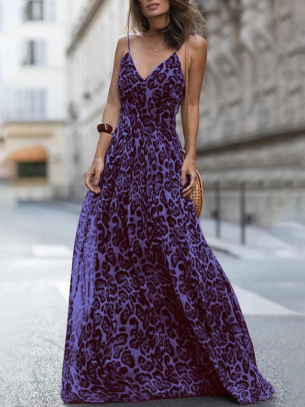 Leopard Print V-Neck Spaghetti Strap Maxi Dress 3