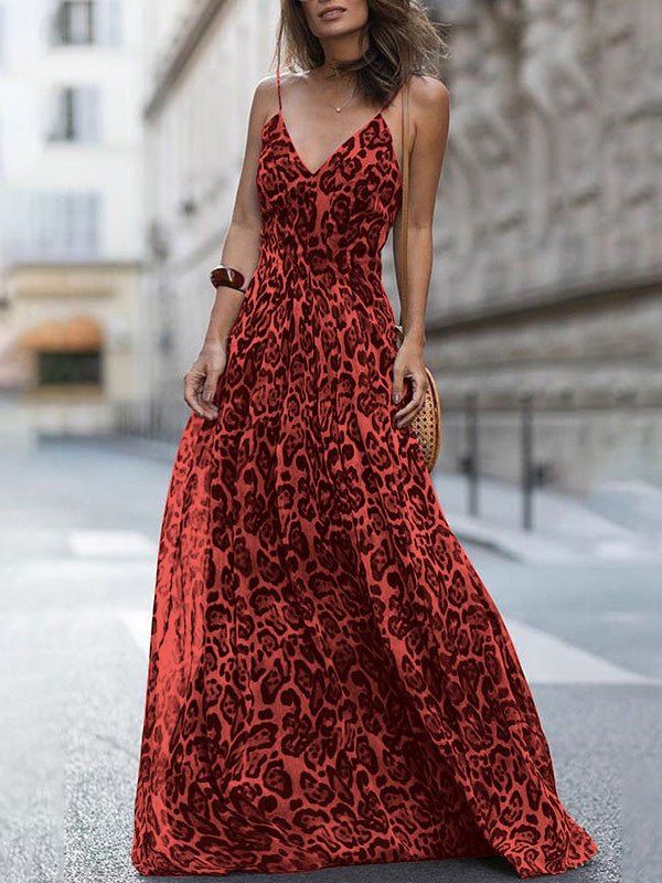 Leopard Print V-Neck Spaghetti Strap Maxi Dress 2