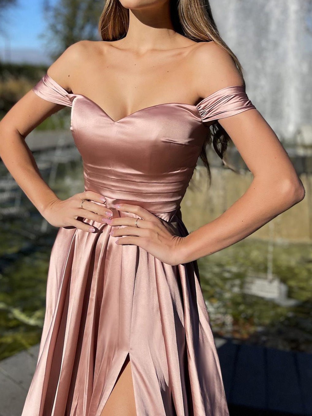 One-Shoulder Split Swing Dress - Fashionpara