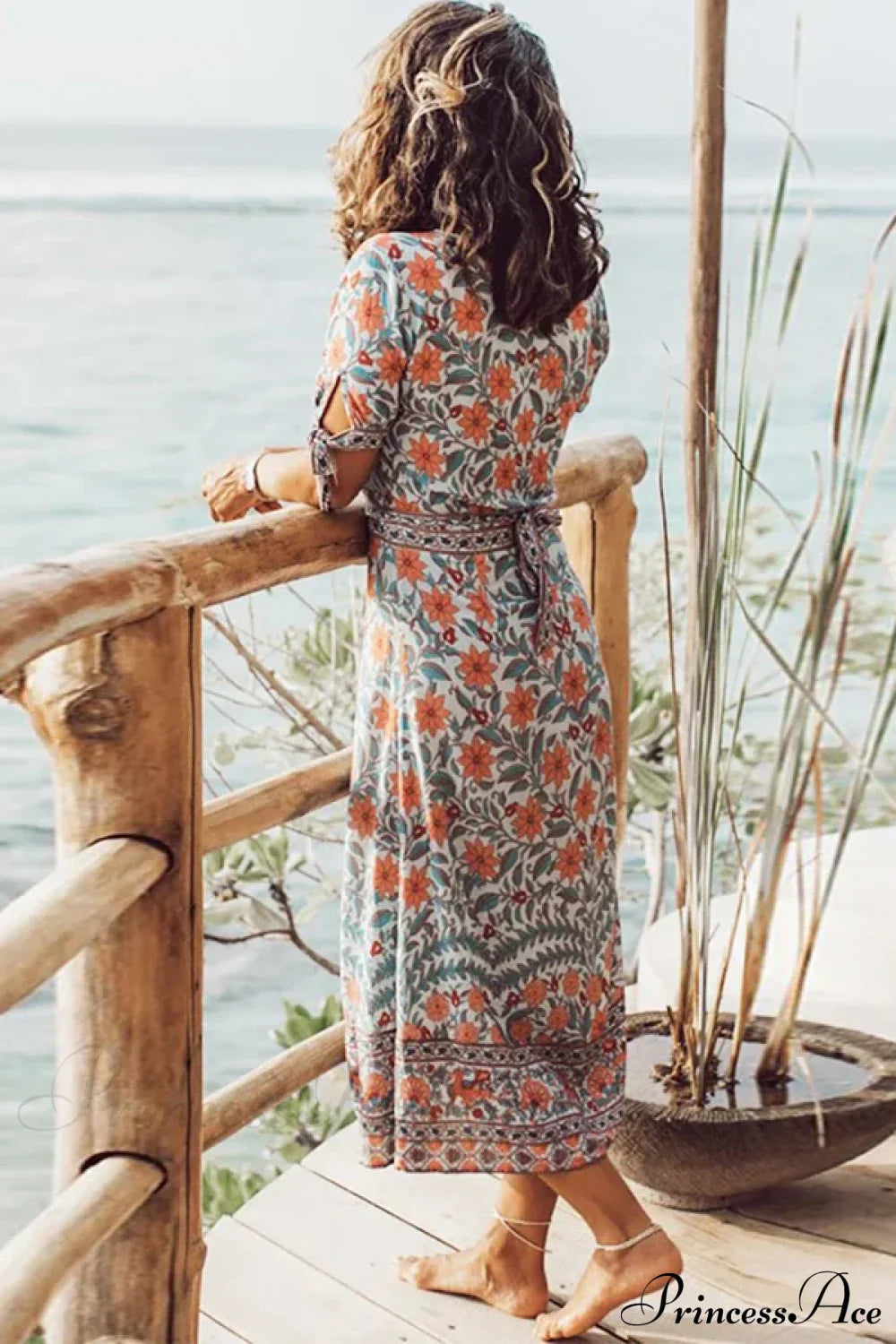 Wrap Marigold Floral Boho Dress