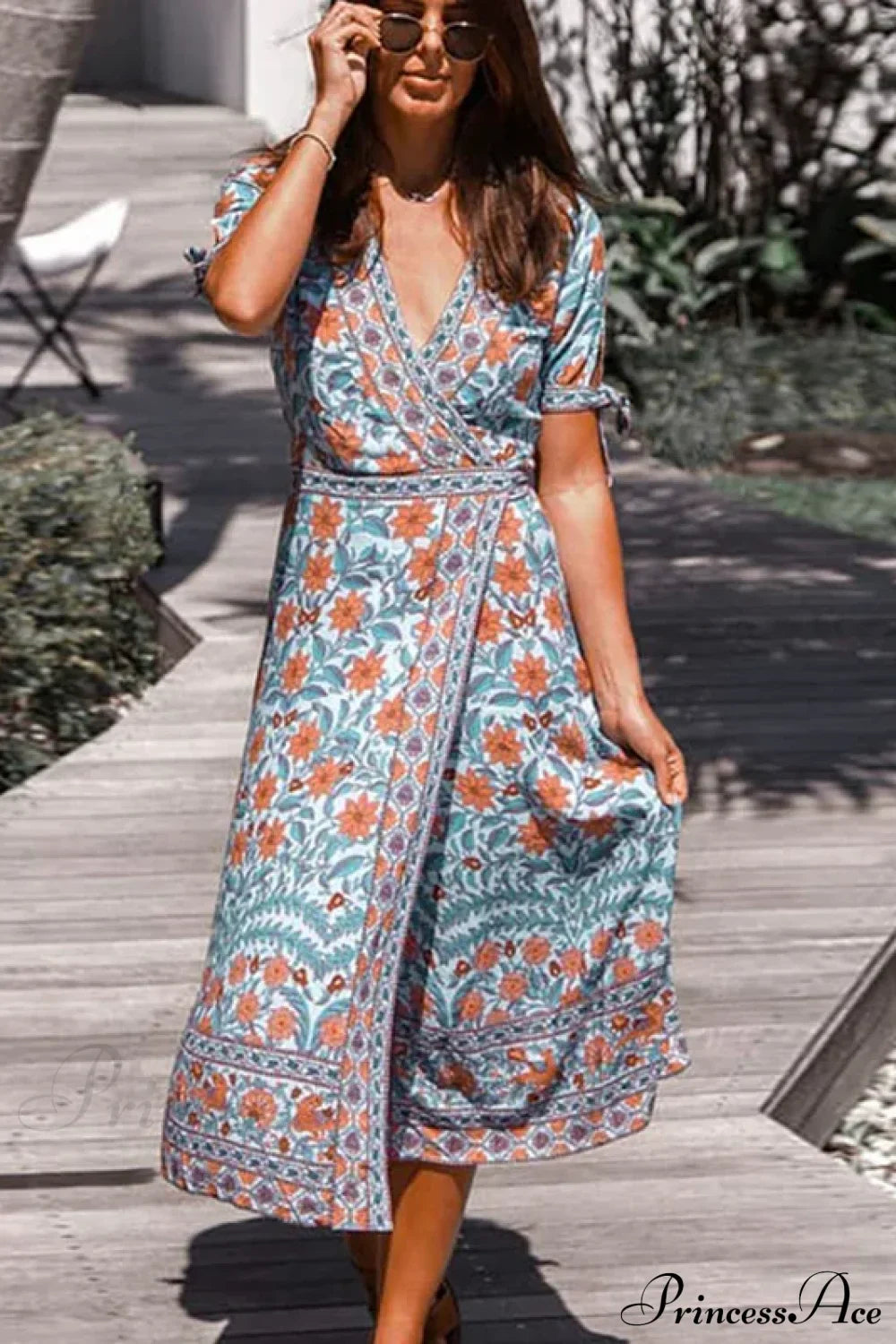 Wrap Marigold Floral Boho Dress