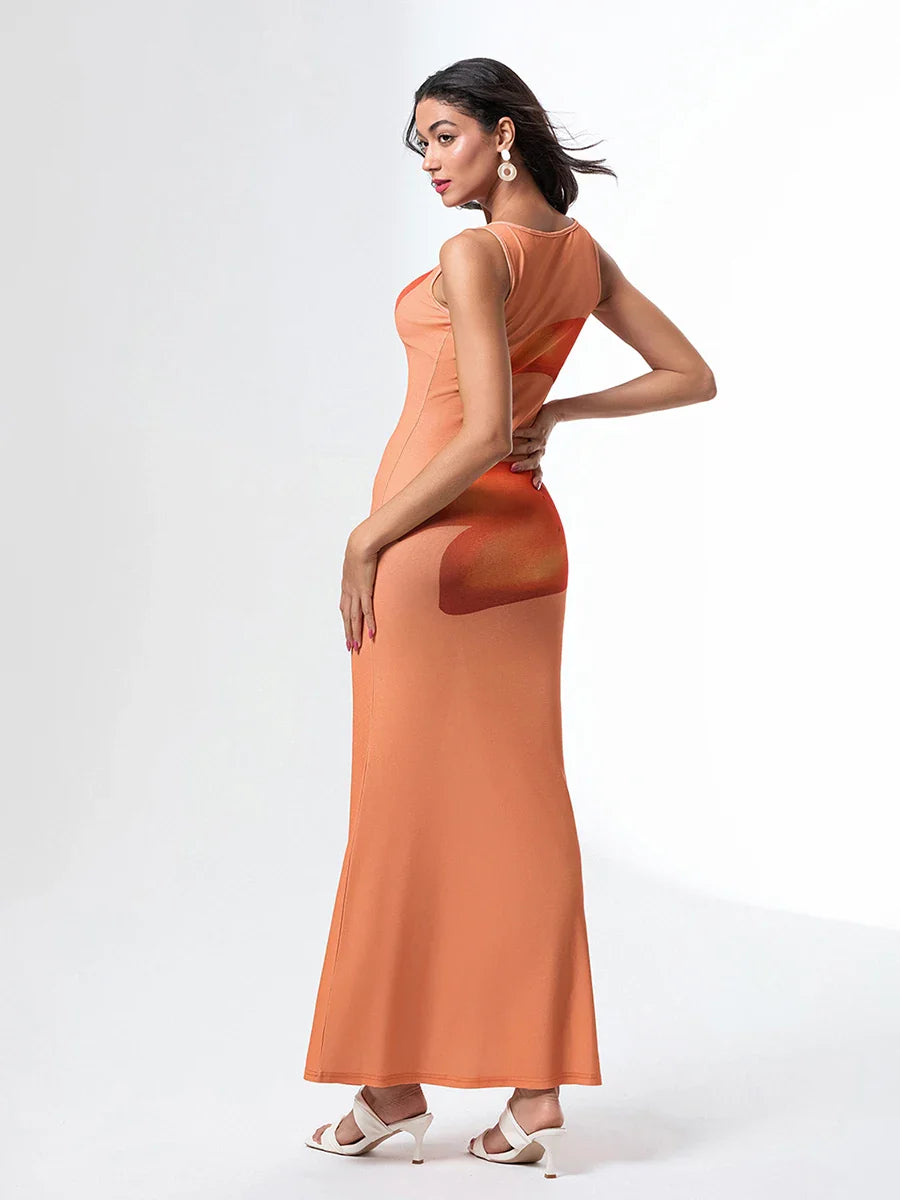 Asymmetric Neck Tank Sleeveless Wrap Bodycon Floral Vacation Dress