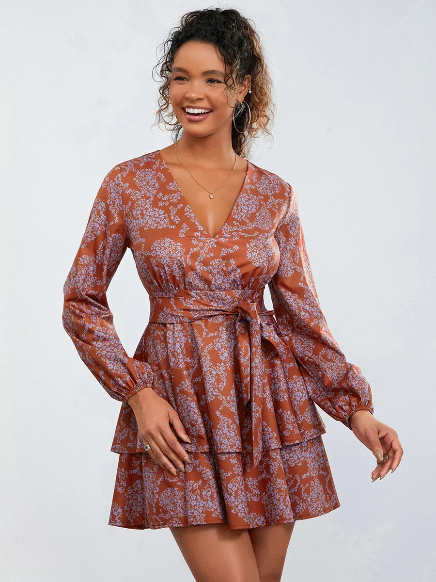 Strapless Twist Front Cutout Ruffle Midi Dress