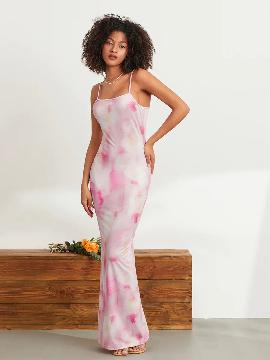 Floral Print Spaghetti Strap Bodycon Wrap Slip Sundress Floral Dress