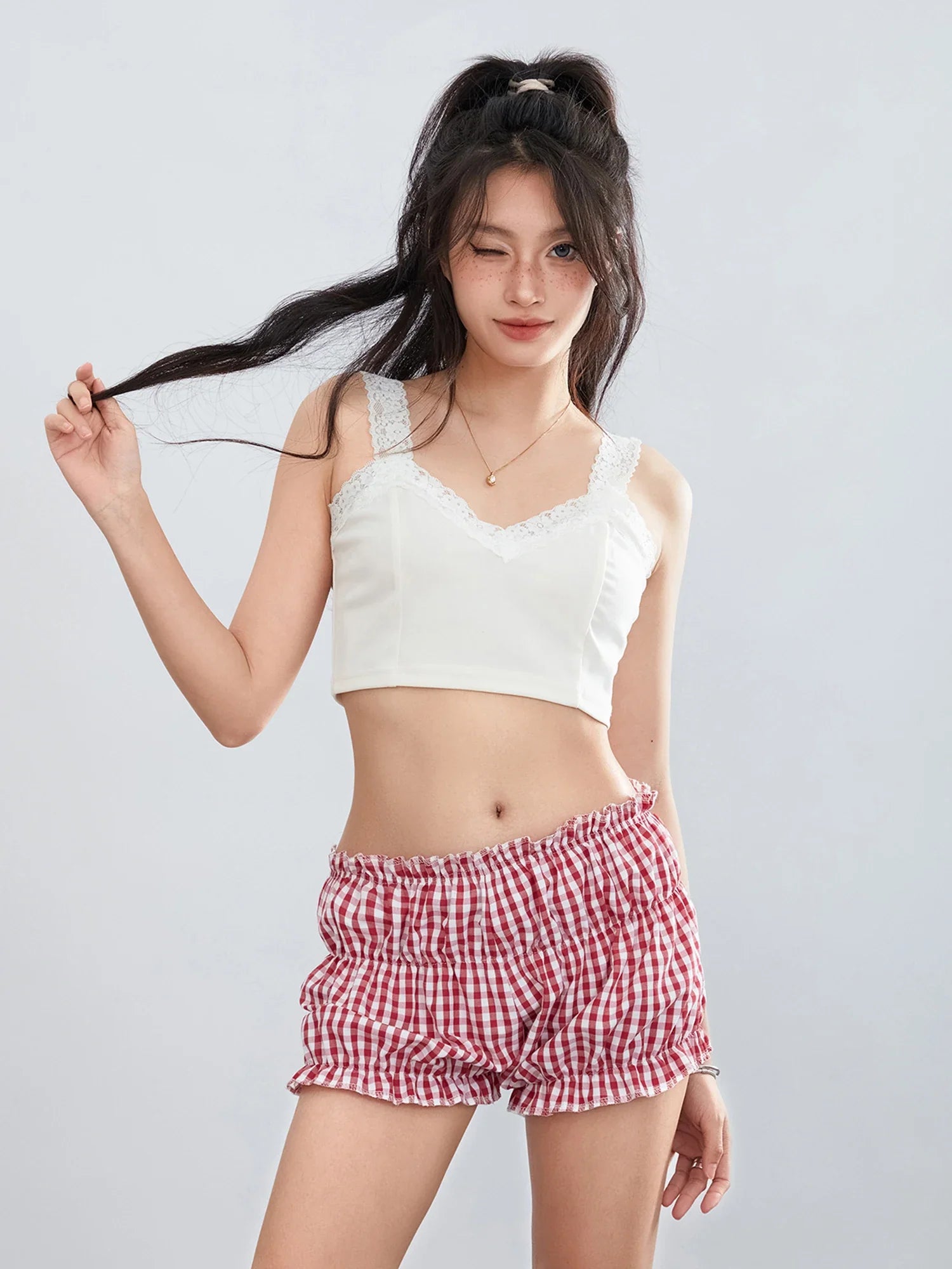 Plaid Ruffled Vintage Short