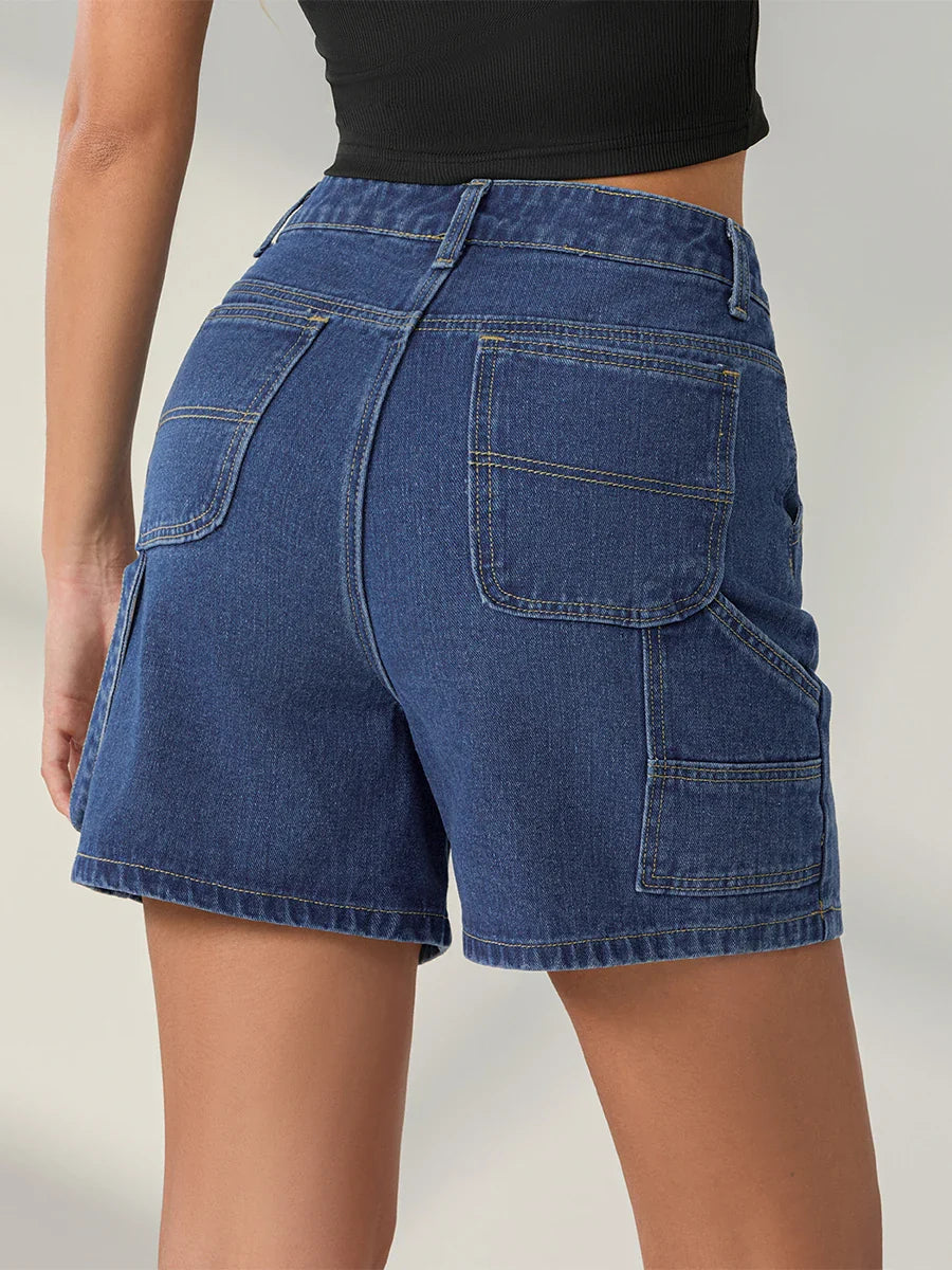 Vintage Blue Button Denim Short