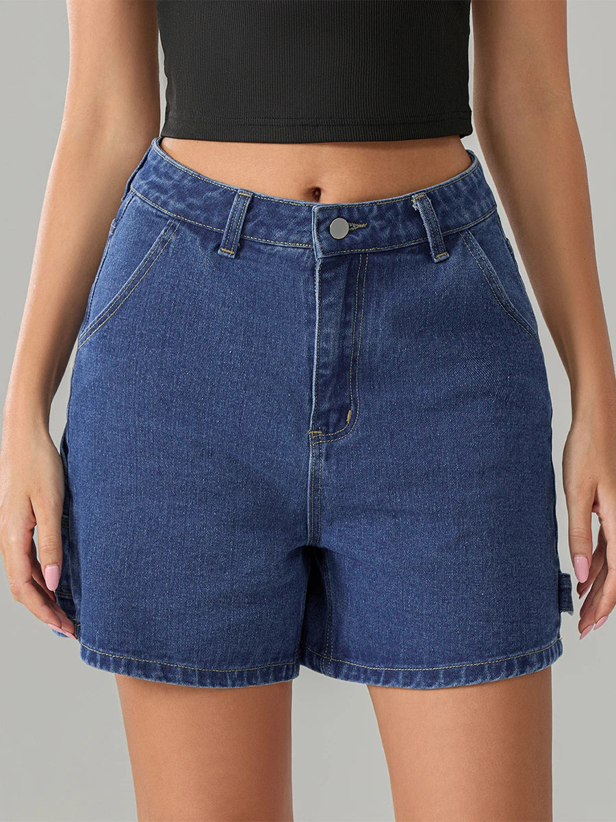 Vintage Blue Button Denim Short