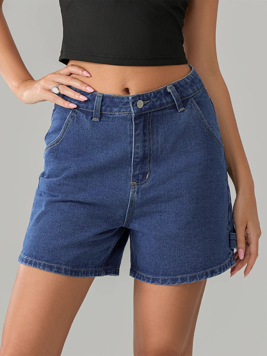 Vintage Blue Button Denim Short