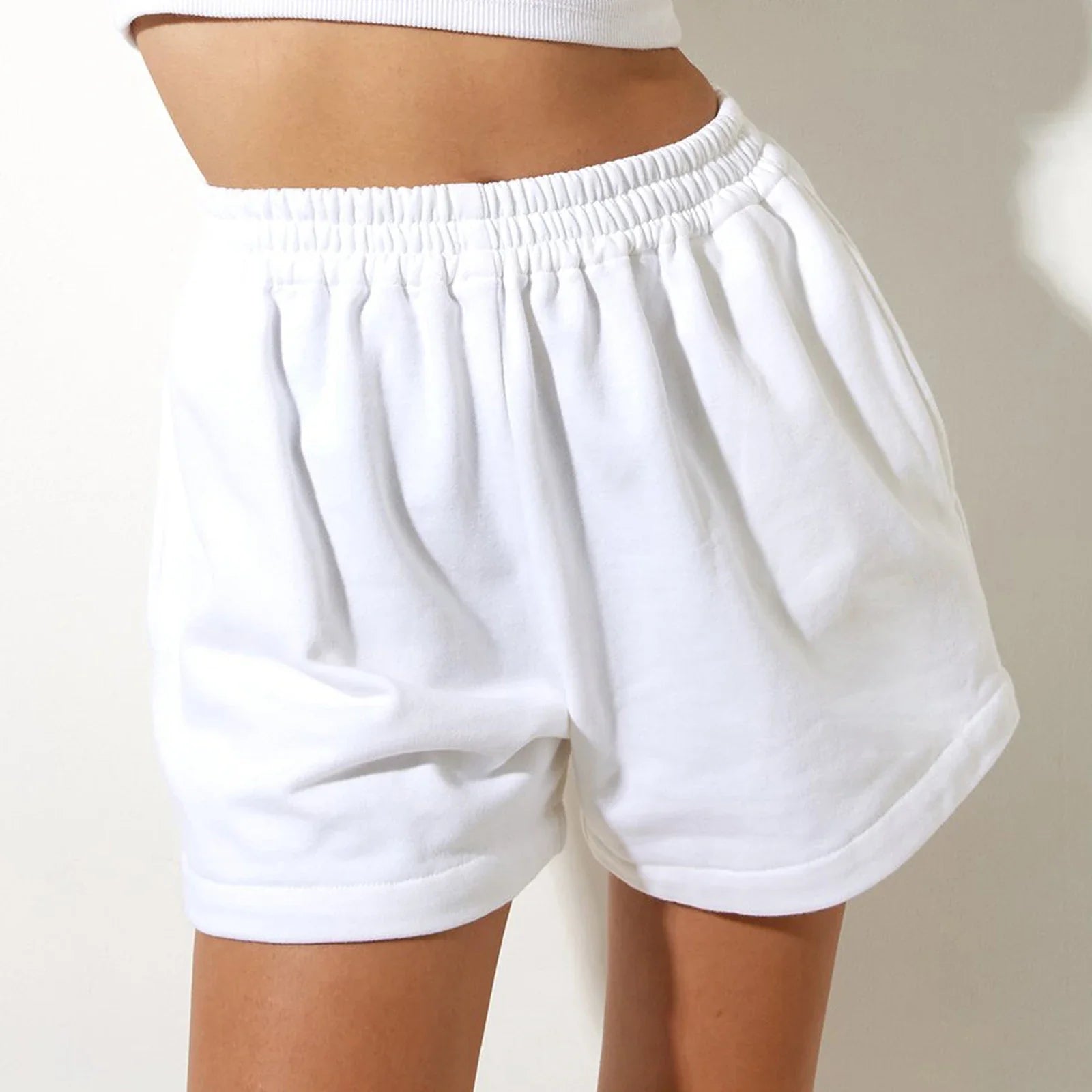 Solid High Waist Sweatpants Short