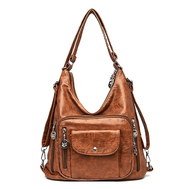Bag - Leather Faux Hobo Vintage-Brown