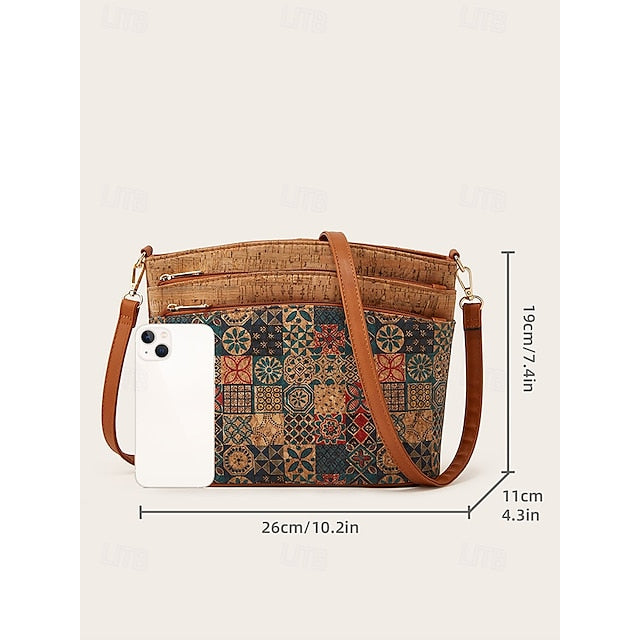 Geometric Patterns Vintage Boho Crossbody with - Lightweight Bag