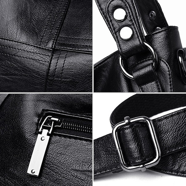 Bag Burgundy Faux Large Leather Shoulder