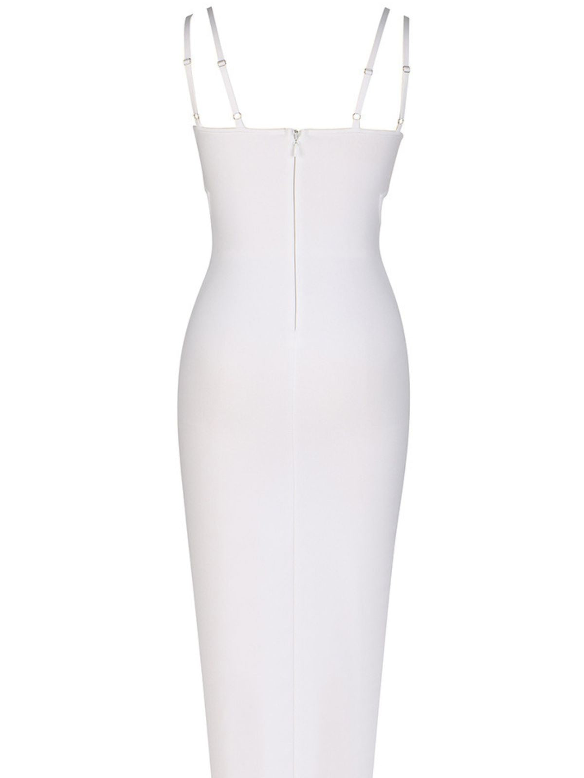 Beaded Scallop Cup Double Strap Waist Cut Out Bandage Midi Dress - View 8