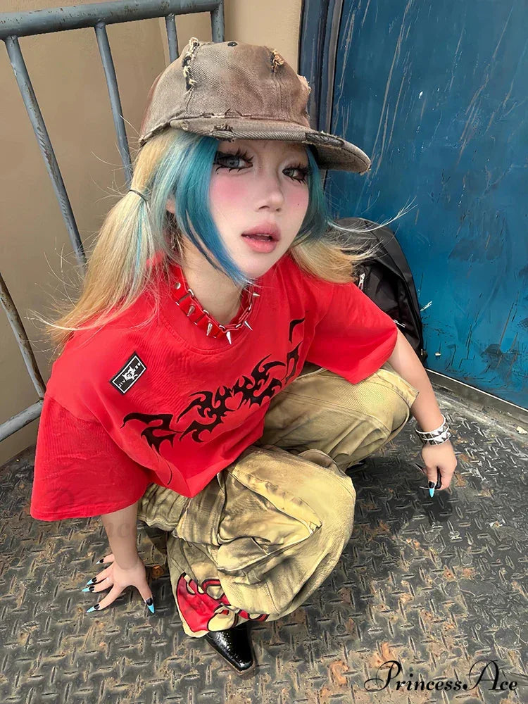 Y2K Flame High Waist Halloween Pants