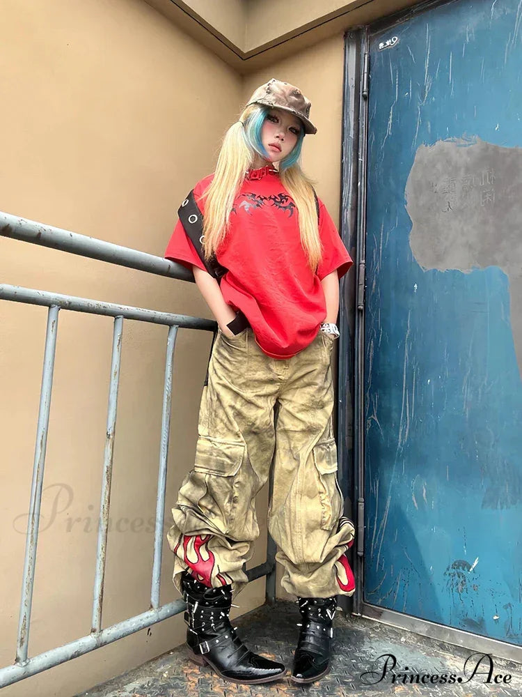 Y2K Flame High Waist Halloween Pants