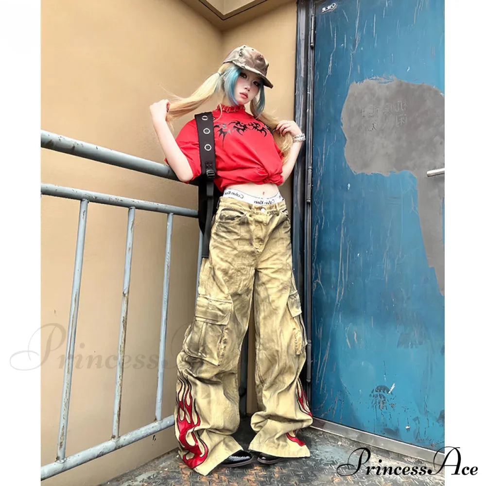 Y2K Flame High Waist Halloween Pants
