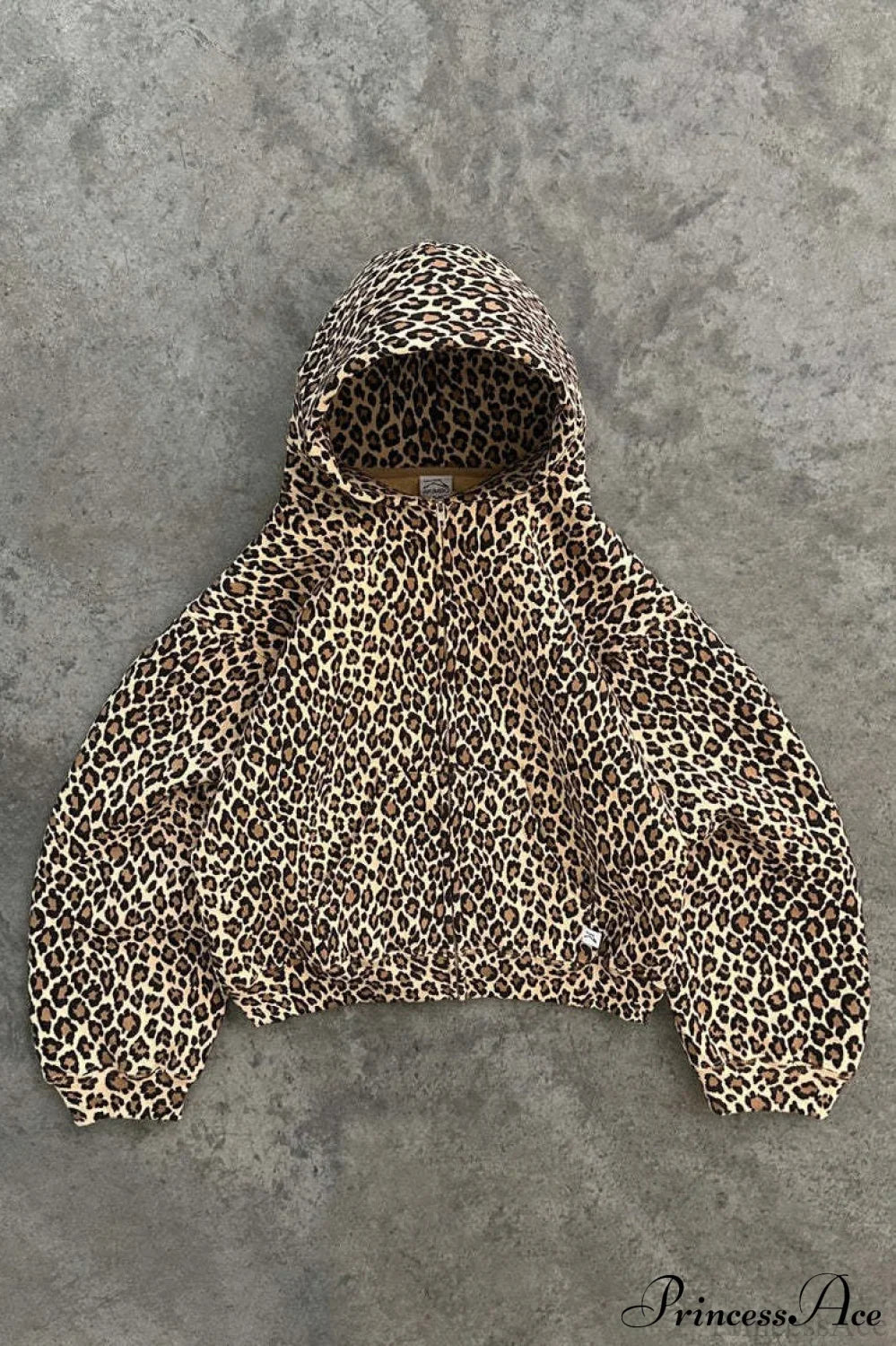 Y2K Leopard Print Hip-Hop Zip Hoodie