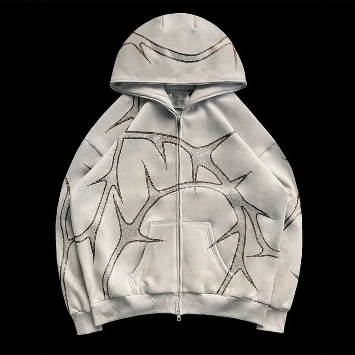 Y2K Mysterious Rhinestone Zipper Hoodie